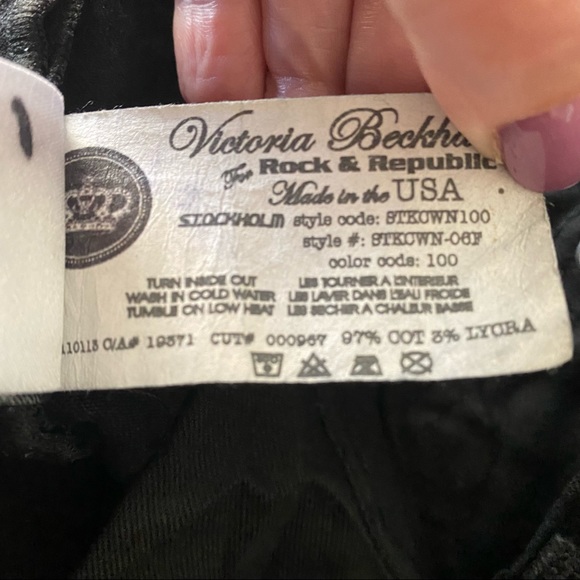 Victoria Beckham Rock & Republic Black Jeans Silver Crowns - Picture 11 of 11